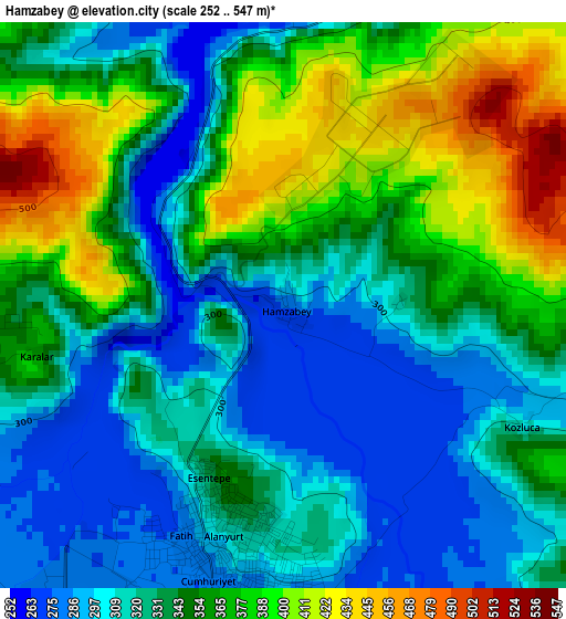 Hamzabey elevation map