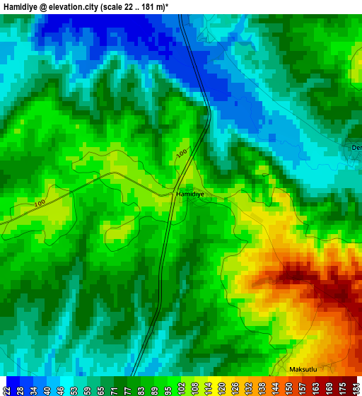 Hamidiye elevation map