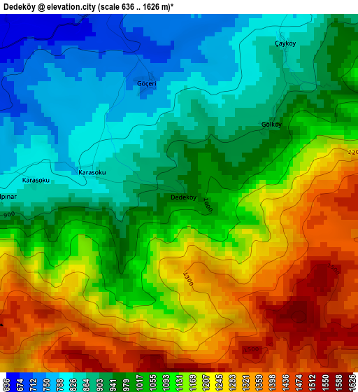 Dedeköy elevation map