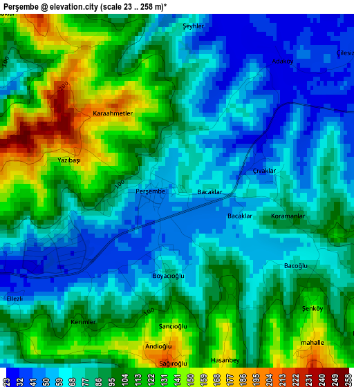 Perşembe elevation map