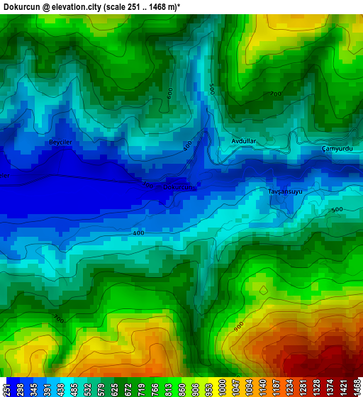 Dokurcun elevation map