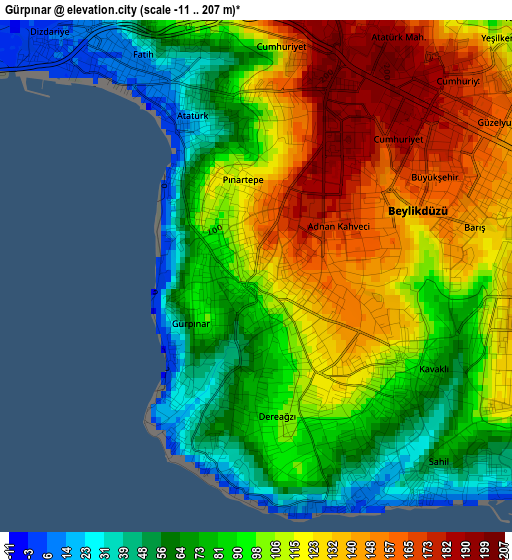 Gürpınar elevation map