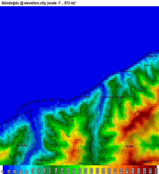 Gündoğdu elevation map