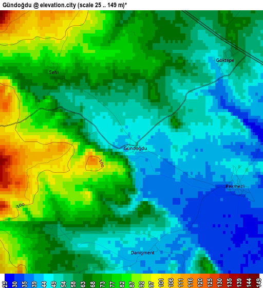 Gündoğdu elevation map