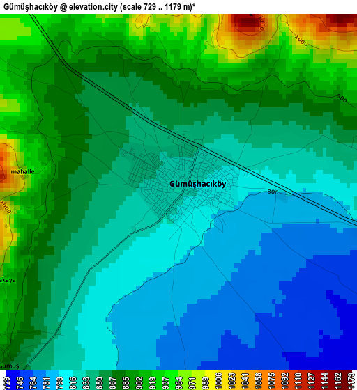 Gümüşhacıköy elevation map