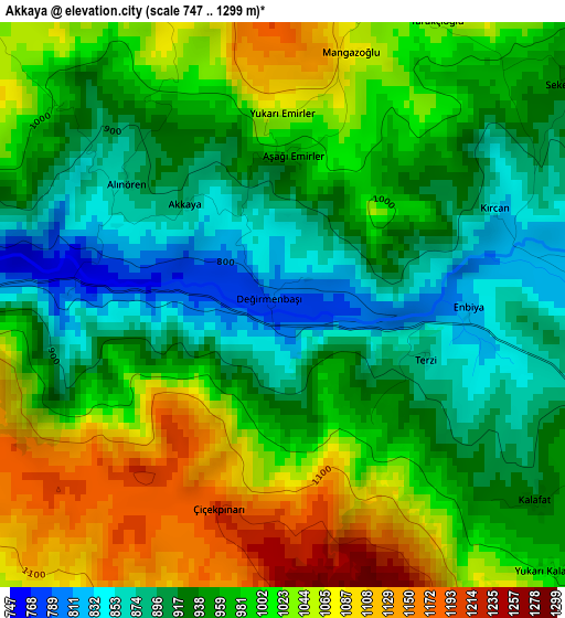 Akkaya elevation map