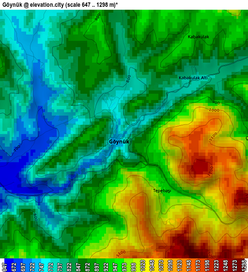 Göynük elevation map