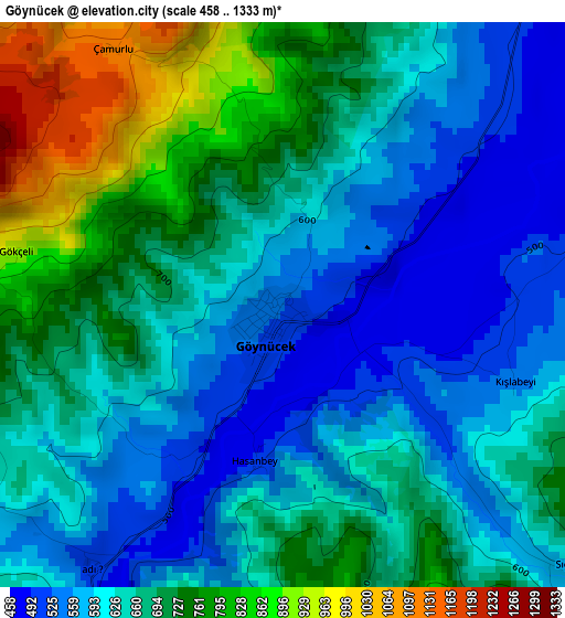 Göynücek elevation map