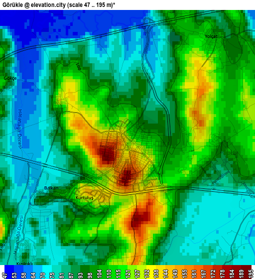 Görükle elevation map