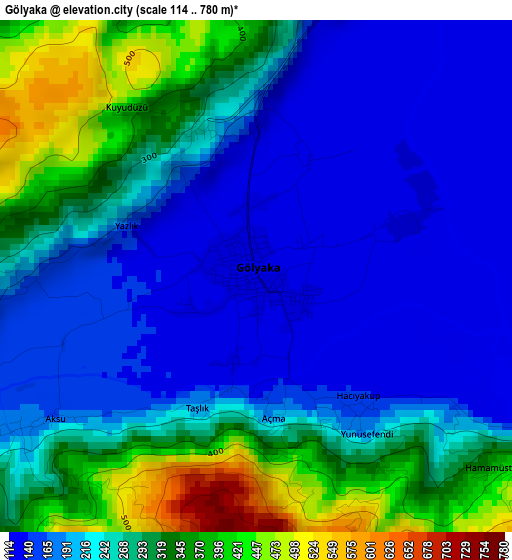 Gölyaka elevation map