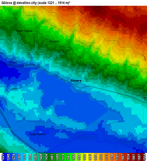 Gölova elevation map