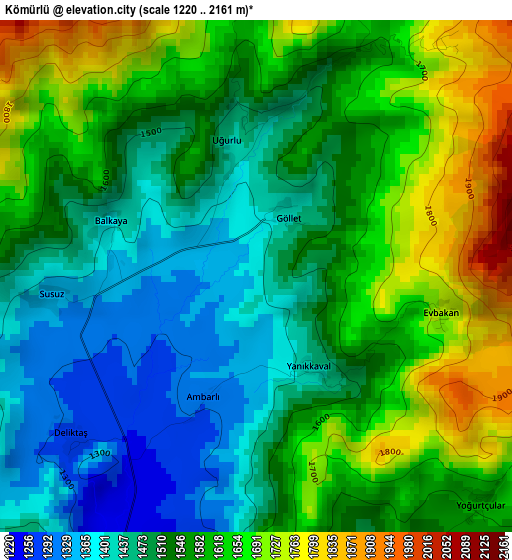 Kömürlü elevation map