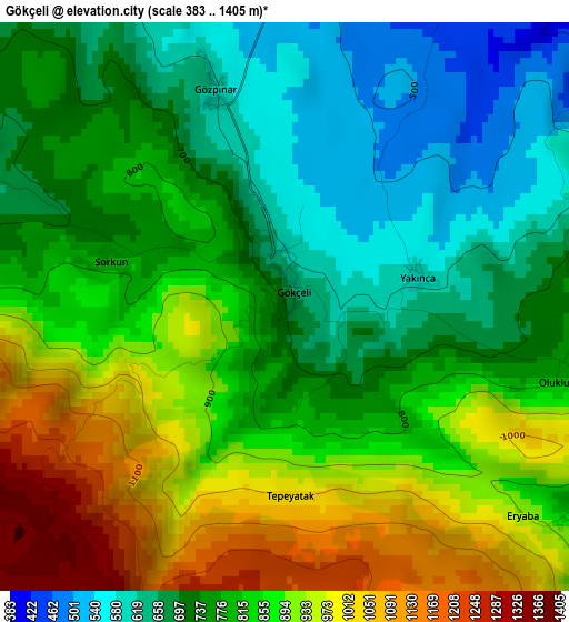 Gökçeli elevation map