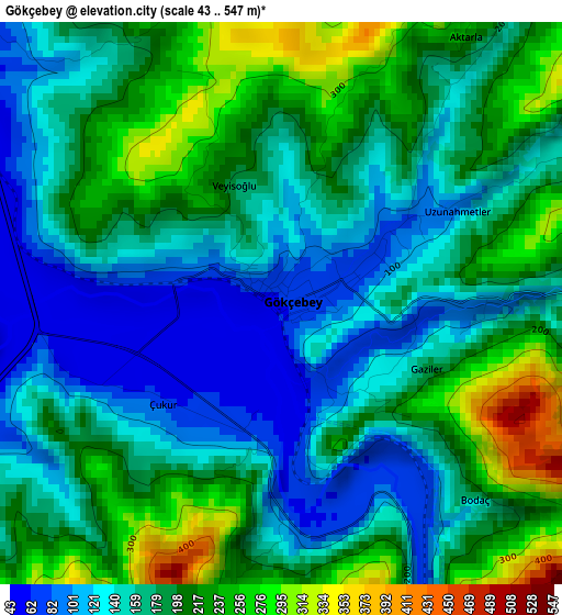 Gökçebey elevation map