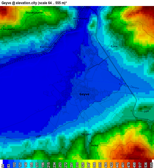 Geyve elevation map