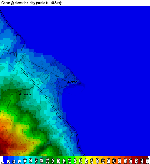 Gerze elevation map