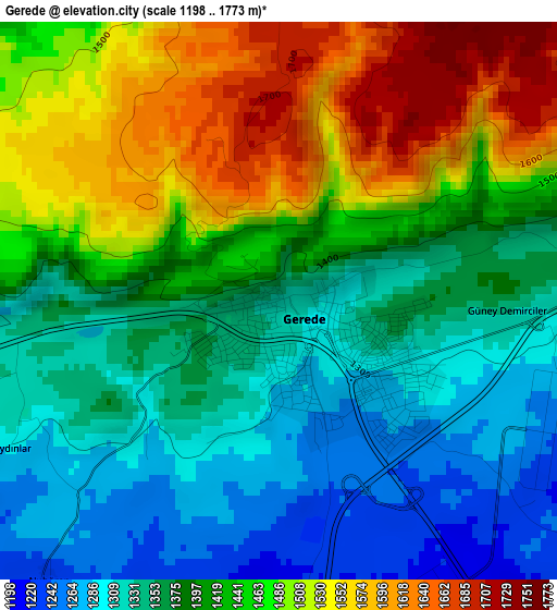 Gerede elevation map