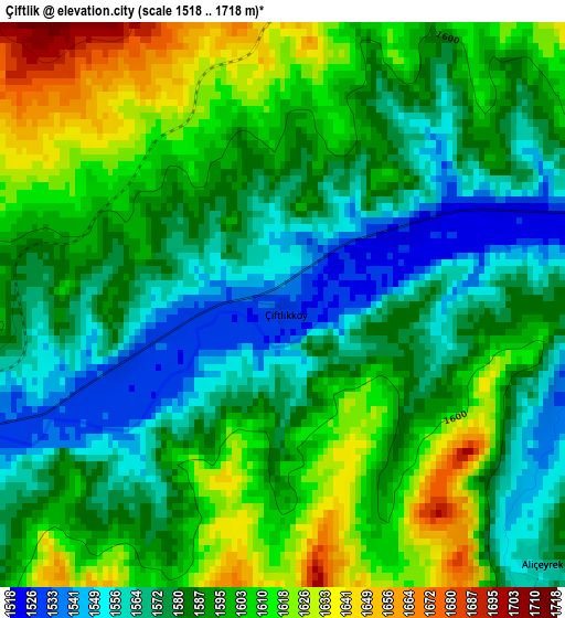 Çiftlik elevation map