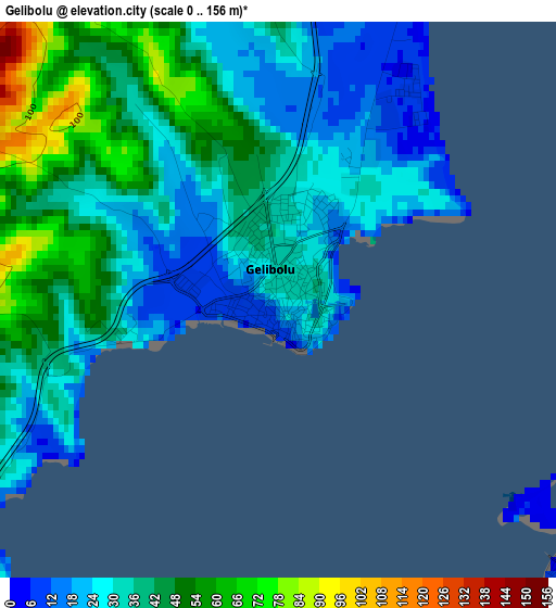 Gelibolu elevation map