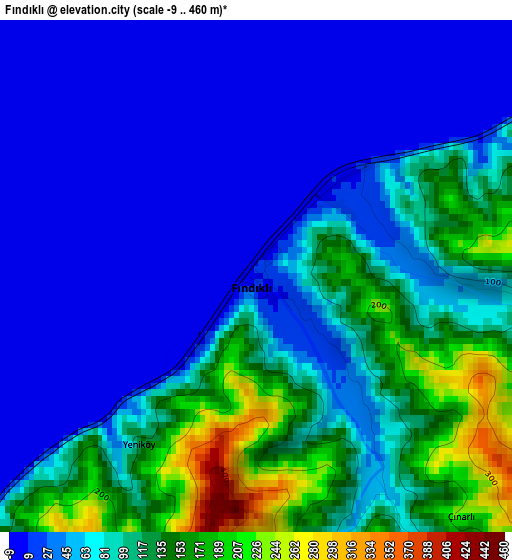 Fındıklı elevation map