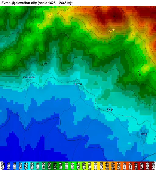 Evren elevation map