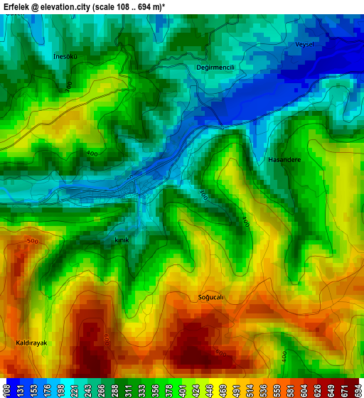 Erfelek elevation map