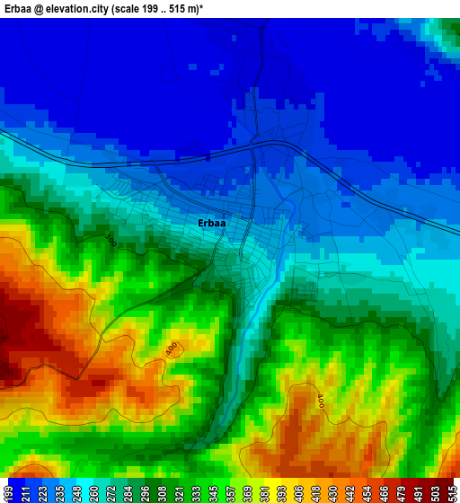 Erbaa elevation map