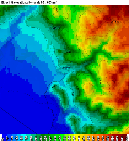 Elbeyli elevation map