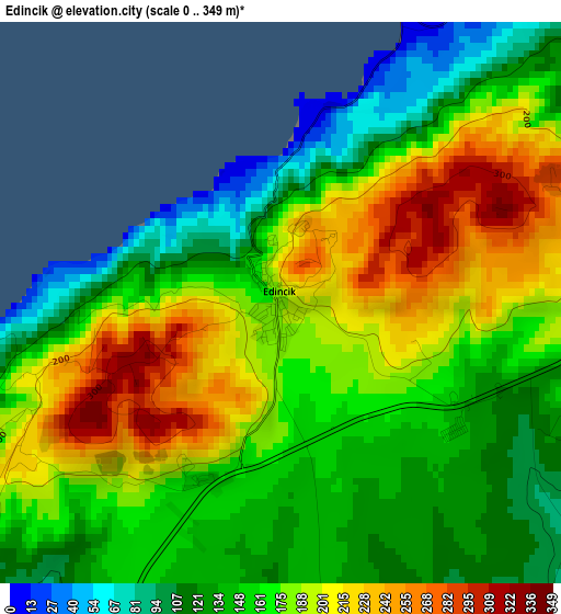 Edincik elevation map