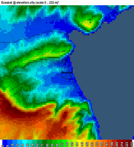 Eceabat elevation map