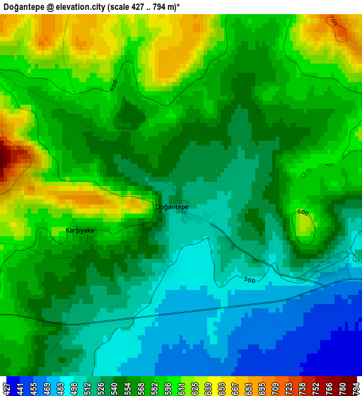 Doğantepe elevation map