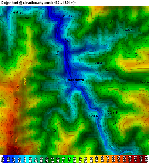 Doğankent elevation map