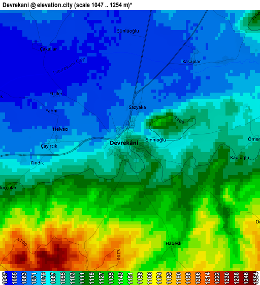 Devrekani elevation map