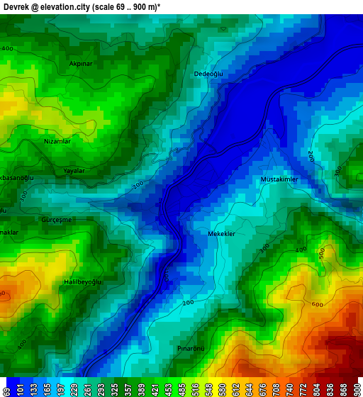 Devrek elevation map