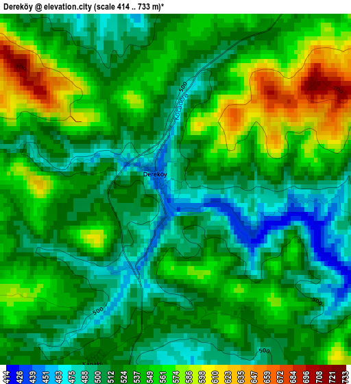 Dereköy elevation map