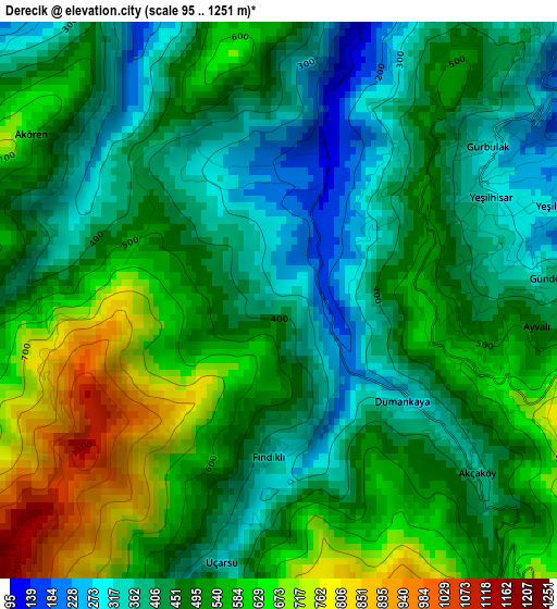 Derecik elevation map