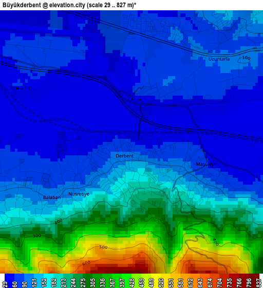 Büyükderbent elevation map