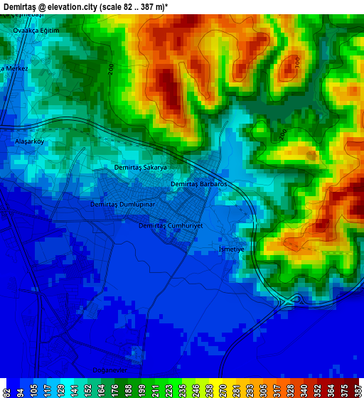 Demirtaş elevation map