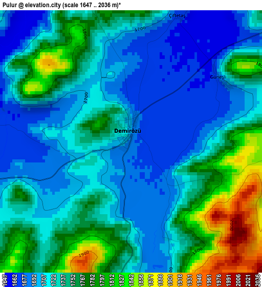 Pulur elevation map