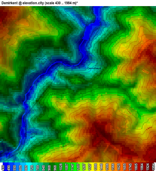 Demirkent elevation map