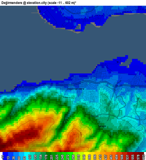 Değirmendere elevation map