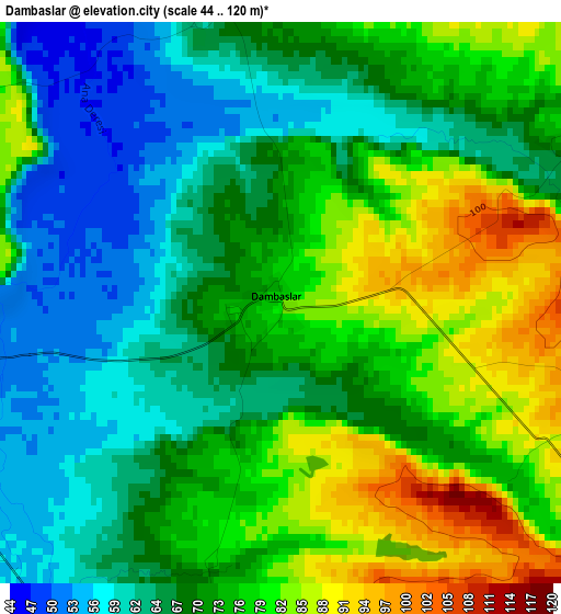 Dambaslar elevation map