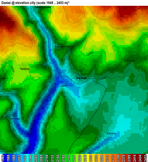 Damal elevation map