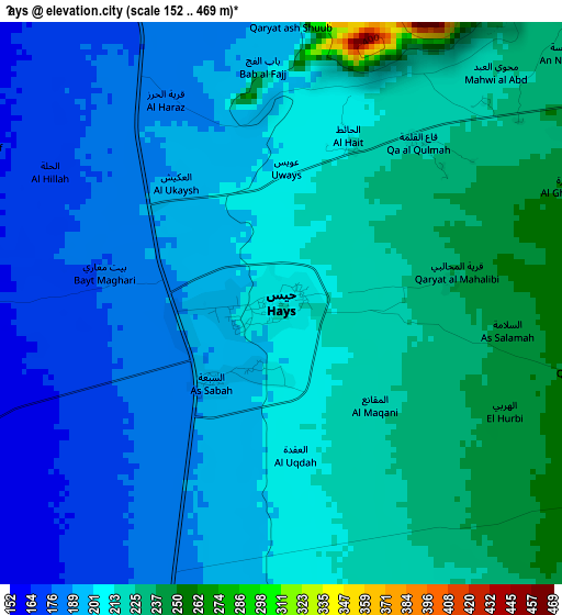 Ḩays elevation map