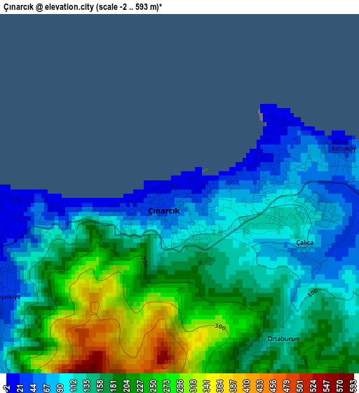 Çınarcık elevation map