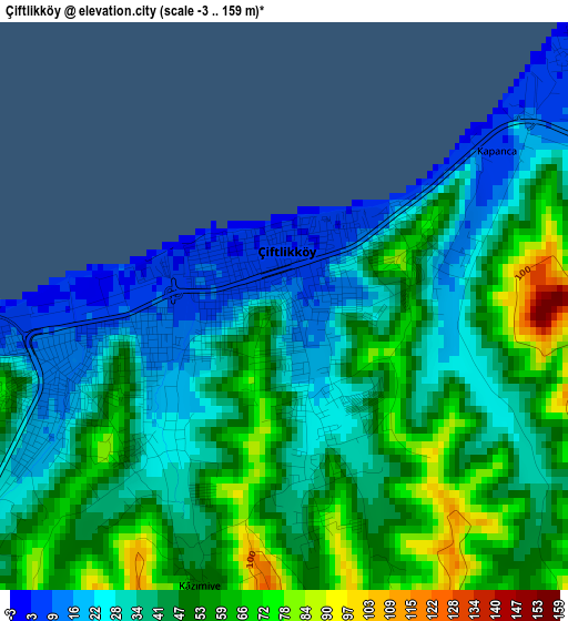 Çiftlikköy elevation map