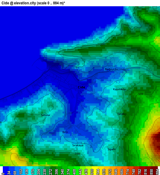 Cide elevation map