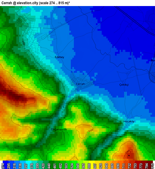 Cerrah elevation map