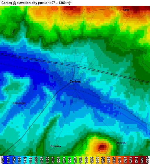 Çerkeş elevation map