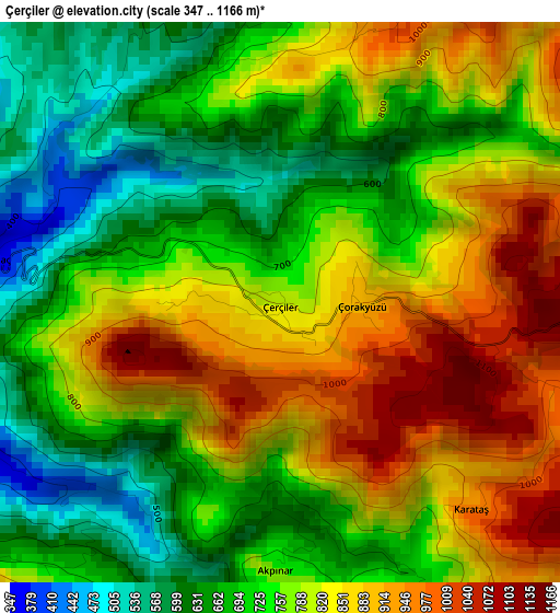 Çerçiler elevation map